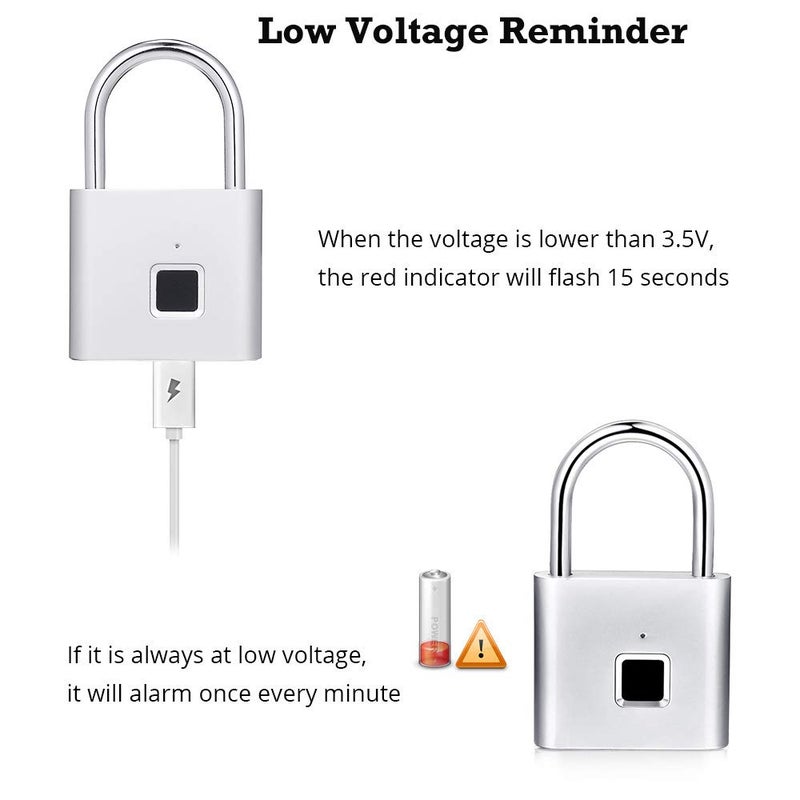 QEBIDUM Fingerprint Padlock, USB Charging Waterproof Mini Smart Security Lock with No App, No Key, No Trouble, Friendly for Kids and Elderly - Image 3
